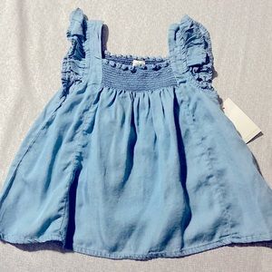 NEW! Short-Sleeve Ruffle Chambray Top for Girls  Size 5T